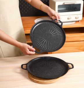 Poêle/Plaque de Cuisson Ronde Antiadhésive Coréenne en Fonte Personnalisée en Gros, pour Barbecue, Friture, Cuisson et <span class=keywords><strong>Camping</strong></span> en Extérieur - Product Image 2