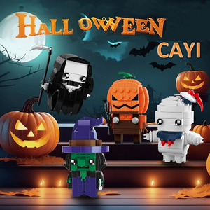 Cayi 2025 Halloween Đầu Gạch Xây Dựng Khối Bộ Halloween Trang Trí Xây Dựng Gạch Ma Chết Tương Thích Halloween Đồ Chơi - Product Image 3