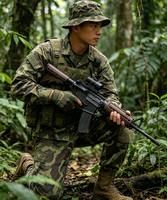 Tissu personnalisé à motif camouflage numérique Pixel Web Woodland Estonien, sangle IRR 100% nylon écologique anti-UV