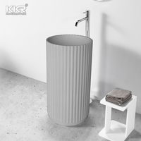 Tout dernier lavabo en résine de pierre de conception italienne/lavabo suspendu en résine de pierre blanche avec semi-piédestal
