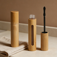 Penjualan Laris Tabung Kaca Maskara Kosong Mewah 10ml dari Bambu dengan Logo Kustom Kemasan Kosmetik Bulu Mata Grosir