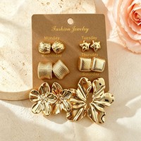 Nouvelles boucles d'oreilles créoles irrégulières en résine en forme de C, style transfrontalier Europe-Amérique, lot de 6, électroplaquées, tendance, minimalistes, vintage