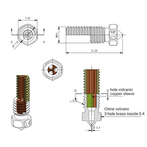 Boquilla CHT de Acero Volcánico Endurecido E3D V6, Cabezal de Impresión de Alto Flujo con Tres Orificios, Accesorio para Impresora 3D - Product Image 3