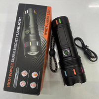 Linterna LED Potente con Láser Blanco, Fluorescente, Linterna Nocturna, Impermeable, con Pantalla Digital USB Tipo-C, Linternas para Exteriores