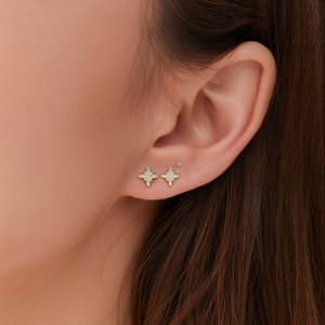 <b>Crystal</b> <b>Earrings</b> 316L Stainless Steel PVD Gold Plating <b>Studs</b> For Women Jewelry - Product Image 3