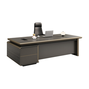 Bureau de direction moderne en bois en forme de L, convertible, de luxe, personnalisé pour PDG - Product Image 1
