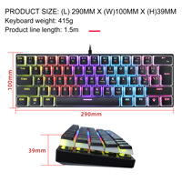 Teclado para Juegos con Cable L700 60%, Retroiluminación RGB, Ultra Compacto, Resistente al Agua, Teclado Compacto de 61 Teclas para Jugadores de PC/Mac