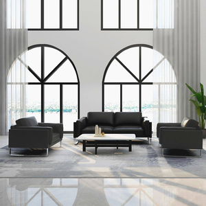 <span class=keywords><strong>Sofa</strong></span> đen Ba chỗ thoáng khí thân thiện với da phòng khách sảnh khách sạn Văn phòng phù hợp bền thoải mái và bền - Product Image 2