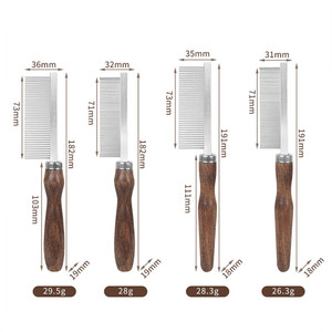 Peigne de toilettage pour animaux de compagnie, dents en métal et manche en bois massif (poignée ronde/conique) pour chats et chiens, peigne pour enlever les nœuds, les puces et les poils - Product Image 6