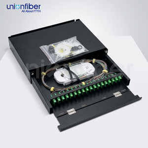 Caja Terminal ODF de Fibra Óptica 1U de <span class=keywords><strong>36</strong></span> Puertos Personalizable con Conectores SC FC ST LC, Riel Deslizante y Montaje en Rack con Pigtail - Product Image 2