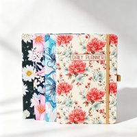 Carnet A5 en cuir PU style floral, reliure thermique, couverture rigide, avec élastique, idéal pour les voyages et les cadeaux, en promotion