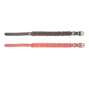 Raffy Pet Supplies Collar de perro hecho a mano de alta calidad Logotipo personalizado Cuero de vaca de grano superior Trenzas tejidas ajustables Perro sólido OEM - Product Image 6