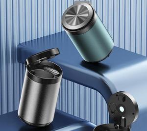 Portable Auto Ashtray LED Light Alloy Aluminum Cup Crystal Flame Retardant <b>Cigarette</b> Holder <b>Box</b> Car Smokeless Ashtray - Product Image 4