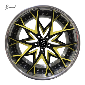 Rines de Aleación para Automóvil Pengzhen Nuevos de 18-22 Pulgadas, Negros y Amarillos, de Dos Piezas, Multirradio, con Borde Profundo, Desplazamiento de 40 mm, Espacio Trasero de 25 mm, PCD de 98 mm - Product Image 1