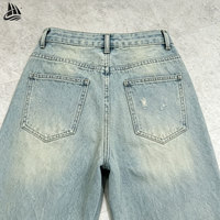 Fabricant de denim, pantalon en jean unisexe vintage, lavage personnalisé, coton, coupe ample, jambe large, pantalon baggy en jean pour homme