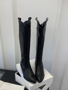 2023 Vintage moderno stivali da cavaliere per le donne PU donne giacche invernali Slip on donna lunghi stivali invernali <span class=keywords><strong>vera</strong></span> <span class=keywords><strong>pelle</strong></span> alta Top - Product Image 2