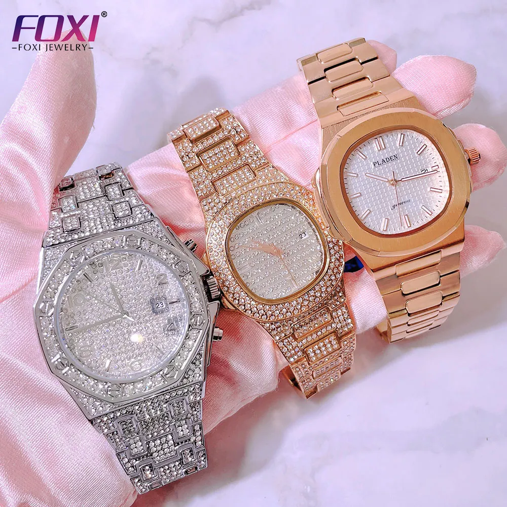 foxi jewelry Hip Hop Gold Plated Luxury Watch Jewelry men Quartz Watches