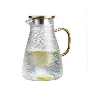 En gros 60oz Borosilicate Martelé Verre Transparent <span class=keywords><strong>Carafe</strong></span> Filtre À Eau Bouilloire Théière Pichet Pichet Avec Couvercle En Acier Inoxydable 304 - Product Image 3