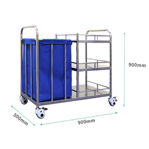 Kang Jinwei Stainless Steel Linen <b>Cart</b> 900x500x900mm With Blue Bag <b>For</b> Hospitals And Hotels Cleaning Service - Product Image 1