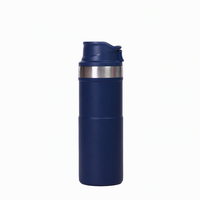 Tumbler Vakum Isolasi Dinding Ganda 500ml dari Baja Anti Karat 304 dengan Tutup Lipat Satu Sentuhan, Botol Air Perjalanan, Mug Outdoor dari Bahan Bambu