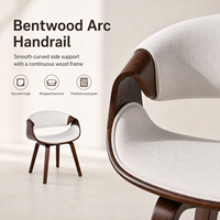 Chaise de salle à manger en bois avec accoudoirs en arc et assise en U, confortable et durable, pour hôtel, en bois courbé