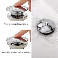 Vanne de vidange à clic-clac en laiton chromé pour lavabo moderne, sans fente, G1-1/4", pour salle de bain, cuisine, hôpital