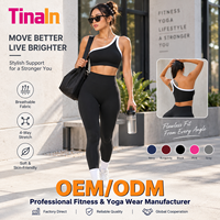 Ensemble de yoga pour femme, personnalisé ODM/OEM, haut court asymétrique à blocs de couleur, effet push-up fessier, sans couture, extensible dans les 4 sens, anti-humidité