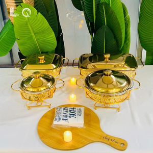 Hete Aanbieding Restaurantuitrusting Voedselwarmers Buffet Luxe Chafing Dish Luxe Koninklijke Gouden Chafing Dish Met Glazen Deksel - Product Image 6