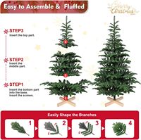 Sapin de Noël Artificiel Premium 2,13 m (7 pieds) en Épicéa, Branches Mixtes PE/PVC 941, 400 Lumières LED Blanc Chaud, Support en Bois Unique, Extérieur