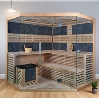 Prix d'usine Sauna sec traditionnel finlandais pour la maison, sauna à vapeur intérieure, lumière rouge, double couche, panneau de commande informatique solide d'angle, villa