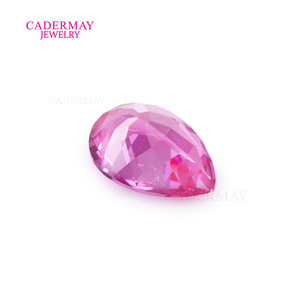 Cadermay Synthetic Pink Zircon Pear Cut Loose Stone 8x12mm 10x14mm For Jewelry Making - Product Image 5