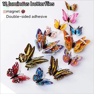 Luminoso doppio strato alta simulazione nuovo 3D stereoscopico farfalla adesivo magnetico PVC 12 pz/set adesivo <span class=keywords><strong>da</strong></span> parete - Product Image 4