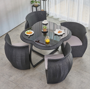 Gran oferta, estilo moderno, 1 mesa, 4 <span class=keywords><strong>sillas</strong></span>, juego <span class=keywords><strong>de</strong></span> jardín <span class=keywords><strong>de</strong></span> mimbre <span class=keywords><strong>de</strong></span> ratán, muebles <span class=keywords><strong>de</strong></span> exterior económicos para comedor, sala <span class=keywords><strong>de</strong></span> estar, hoteles, parques - Product Image 6