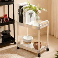 Chariot de rangement multifonctionnel mobile à 2/3/4/5 niveaux en plastique, chariot utilitaire à roulettes, chariot de rangement pour la cuisine, organisateur avec roues