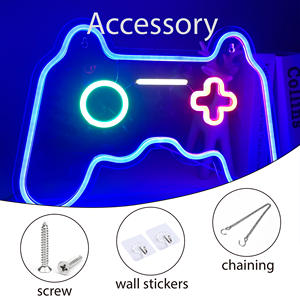 Özel yeni nesil elektronik sarı Neon <span class=keywords><strong>LED</strong></span> işareti Gamepad şekli çocuklar ve gençler için Logo ile kişiselleştirilmiş oda dekor - Product Image 3