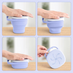 Gıda sınıfı kullanımlık kase bebek yeme BPA ücretsiz silikon aperatif fincan saplı kase kapak aperatif tutucu fincan aperatif ve içecek fincan - Product Image 4
