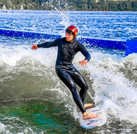 Simulateur de surf en eau profonde Surfstage SF258 pour lacs extérieurs, avec plateforme flottante en fibre de verre et en acier pour les riders expérimentés