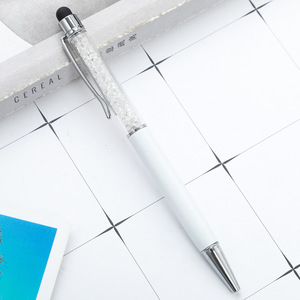 Porte-stylo en plastique et métal avec écran tactile rotatif en cristal créatif, stylo à bille pour le bureau et l'école - Product Image 5