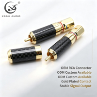 Konektor RCA HiFi YIVO XSSH Pemutar Audio CD Amplifier Lubang Kabel Maksimal 11MM Serat Karbon Kuningan Berlapis Emas Jack RCA Pria