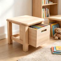 Tabouret de rangement en bois massif personnalisé avec tiroirs - Design contemporain - Meuble portable et durable pour le bureau à domicile et le salon