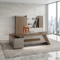Bureau de direction haut de gamme en L, moderne et luxueux, grand bureau informatique avec armoire latérale pour immeuble de bureaux et hôpital
