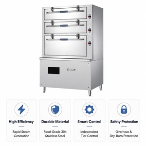 Commercial Three-Deck Induction Seafood <b>Steamer</b> Cabinet 20-30kW for Restaurants Hotels Catering and Food Service Dealers - Product Image 3