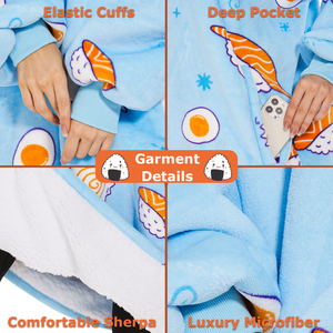 Sweat-shirt surdimensionné en polyester 100% bon marché avec doublure Sherpa Couverture à capuche portable avec capuche et manches longues - Product Image 6