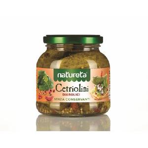 Cetriolini Piccanti al Sapore di Diavolo Natureta, Conservati in Aceto, Refrigerati, 280g X 12pz, Sottaceti Premium Senza Conservanti - Product Image 1