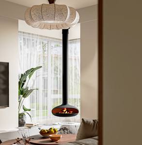 <span class=keywords><strong>Caminetto</strong></span> Sospeso da Interno a <span class=keywords><strong>Carbone</strong></span> con Fiamma Reale Decorativo in Legno <span class=keywords><strong>per</strong></span> Sala da Pranzo e Hotel - Product Image 6