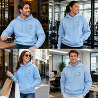 Sudadera azul claro Sudadera con capucha informal de color sólido para hombre Logotipo personalizado transpirable y diseño Sudaderas con capucha para hombre Sudaderas