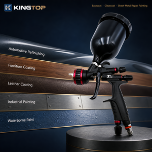 ปืนพ่นสีลม Kingtop T-10 HVLP สำหรับรถยนต์ เฟอร์นิเจอร์ หนัง และงานเคลือบสี ปืนพ่นสีระบบ HVLP สำหรับยานยนต์ ขนาดหัวฉีด 1.3 มม. 1.4 มม. - Product Image 5