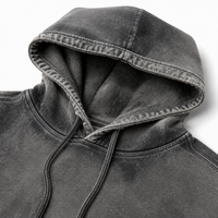 Sweat à capuche oversize en molleton brossé couleur charbon Snow Wash, coupe carrée, style streetwear, vierge, pour automne-hiver
