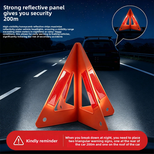 Señal de Advertencia Triangular Plegable Roja Portátil para Emergencias en Carretera, Reflectante, de Seguridad - Product Image 3