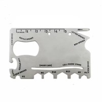 Carte multi-outils en acier inoxydable 14-en-1, carte de survie EDC portable avec tournevis, ouvre-bouteille, règle pour le camping et la maison